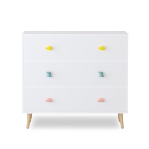 Vynxaria Kids 3 Drawer Dresser, Baby Nightstand & Storage Cabinet for Toddler Room, Nursery, Living Room & Apartment (Colorful) - 1 of 4