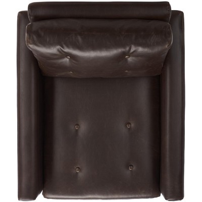 Antique Brown Faux Leather Lawson Accent Chair with Birch Wood Legs