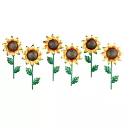 Collections Etc Sunflower Wind Wheel Spinner Garden Stakes - Set of 6