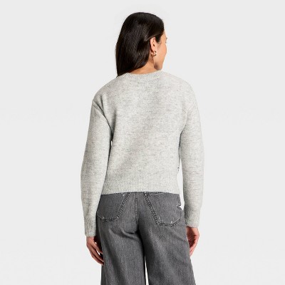Women's Holiday Crewneck Pullover Sweater - Universal Thread' Gray Snowflakes - image 2