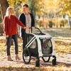2-in-1 Pet Bike Trailer And Stroller for Small Dogs,Weather Resistant Bicycle Cart with Safety Flag,Foldable Dog Wagon Carrier-LAOTIES - 2 of 4