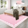 Indoor Modern Washable Area Rugs with Scalloped Print, Ultra Thin Non Slip Throw Carpet for Bedroom Living Room - 4 of 4