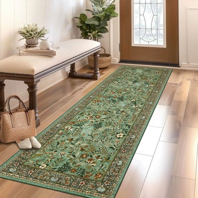 Washable Rugs for Living Room Non Slip Botanical Floral Bedroom Carpet Non-Shedding Low Pile Floor Cover Ultra-Soft Indoor Carpet for Kitchen