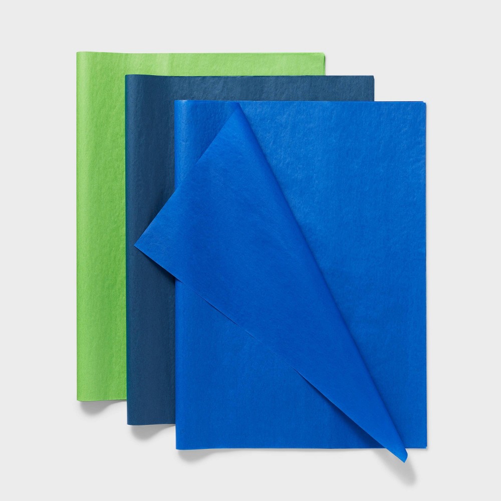 Photos - Other Souvenirs 3 Step Striped Tissue Paper Blue/Green - Spritz™