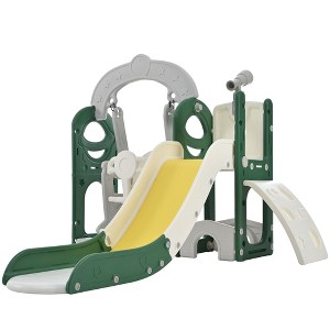 VYNXARIA 5 - in - 1 Yellow - Hued Self - Standing Toddler Climbing Slide & Swing Set with Telescope - 1 of 4