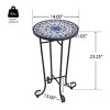 Syemin End Tables Patio Side Table with Shelf, Outdoor Round End Table with Weather Resistant Ceramic Tile Tabletop, Black, 14"*14"*23.25" - 3 of 4