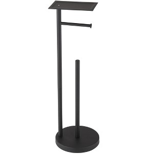 BWE Freestanding Stainless Steel Toilet Paper Holder with Top Storage Shelf - 1 of 4