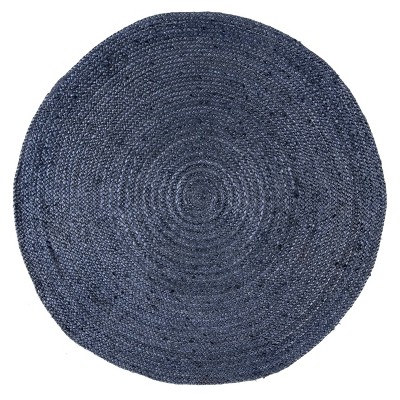 8' Round Hand Woven Rigo Jute Area Rug Navy - Nuloom : Target