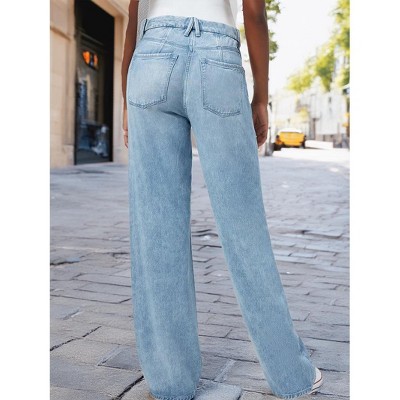 Women's Light Blue High-Waisted Wide-Leg Jeans - image 2