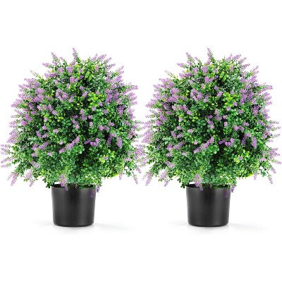 Sandinrayli 2 Pack Artificial Topiary Tree, 22 in. Topiary Ball Tree Outdoor Artificial Shrubs Fake Plants Potted Plants