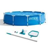 Intex 10' x 30" Metal Frame Set Swimming Pool with Filter Pump & Maintenance Kit