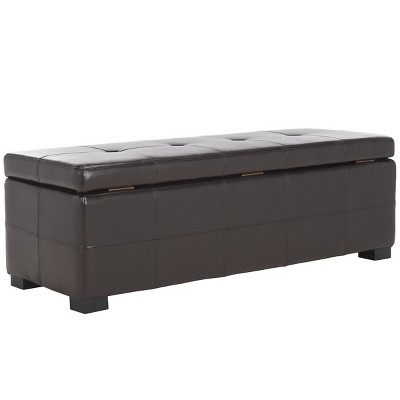 Large Brown Birch Tufted Storage Bench with Hinged Top