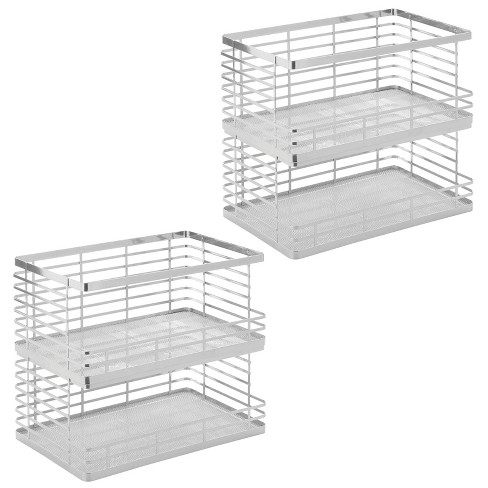 Mdesign Metal Kitchen Shelf Stackable Organizer Storage Rack, 2 Pack,  Chrome : Target