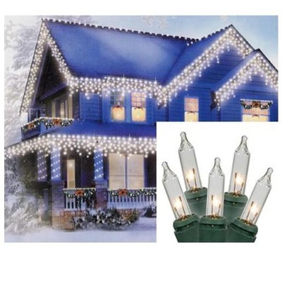 Merry and Light 100-Count Clear Mini Icicle Christmas Lights - 5.8ft Green Wire