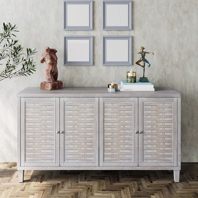 4-door Sideboard, Accent Buffet Server Cabinet, Wooden Storage Cabinet With Adjustable Shelves For Living Room, Natural Wood Wash