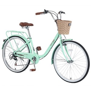 ピンクシティサイクル 前面バスケット付き書類全て揃ってます。 7 Speed City Bike with Basket, Steel Frame, 26 Inch Women's