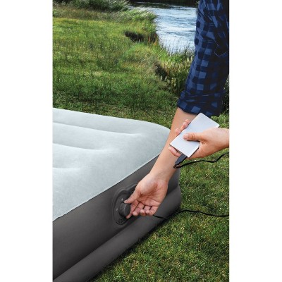 Twin Size Gray and White Raised Air Mattress with USB Pump