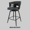 26" Leather Woven Bar Stool Set of 2, Black Legs Barstools, No Adjustable Kitchen Island Chairs, 360¡ã Upholstered Counter Stool, Arm Chairs - Blue - 3 of 4