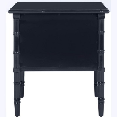 Mina 25" Navy Lacquered Bamboo 2-Drawer Nightstand