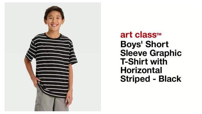 Boys' Short Sleeve Graphic T-Shirt with Horizontal Striped - art class™ Black, 2 of 5, play video