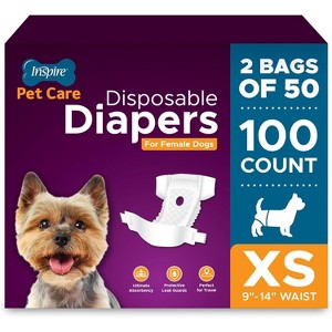 Inspire Pet Care Female Incontinence Dog Diapers for Heat or Pee Disposable Dog Diapers Female All Sizes - 1 of 4
