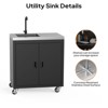 Karl Home 34.5 in. Heavy-Duty Freestanding Stainless Steel Utility Sink with Cabinet and Wheels - 3 of 4