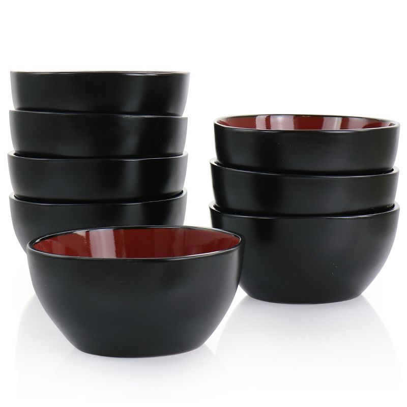 Gibson Home Soho Lounge 8 Piece 6 Inch Stoneware Bowl Set in Red, 4 of 9