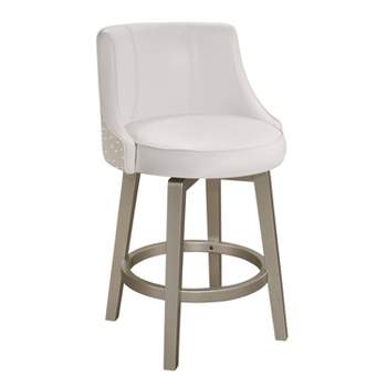 Stonebrooke Wood and Upholstered Swivel Counter Height Barstool Champagne - Hillsdale Furniture