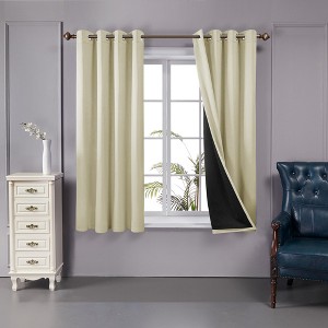 Deconovo 100 Percent Blackout Double Layers Lined Curtain (2 Panel) - 1 of 4