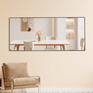 FURNIinspire Full Length Mirrors Floor Standing Wall Mirror, Bedroom Foyer Clothing Store Wall Mounted Mirror, Wooden Frame Square Black 31.4"*71" - 1 of 4