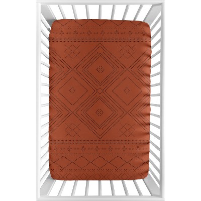 Image of Sweet Jojo Designs Gender Neutral Unisex Baby Fitted Mini Crib Sheet Geometric Boho Dot Orange and Black