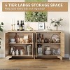 Bohemian Rattan Storage Cabinet with 4 Doors - Natural Woven Console Table for Living Room, Entryway, Dining Room & Coffee Table Use - 2 of 4