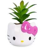 Silver Buffalo Sanrio Hello Kitty Face 3-Inch Ceramic Mini Planter with Artificial Succulent