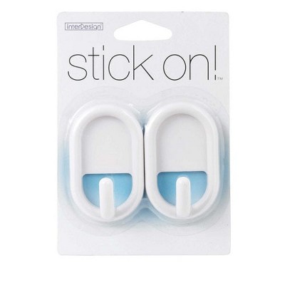 InterDesign 14201 Self Adhesive Hook, White, Set of 2