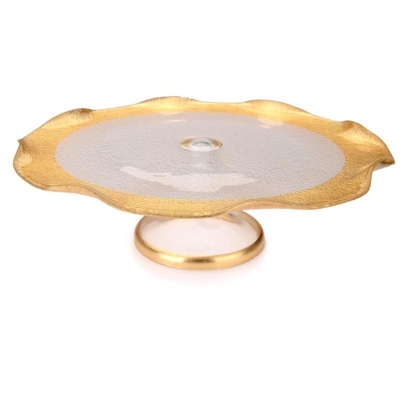 Classic Touch 12" Cake Stand with Gold Border, 1 of 4