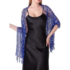 INSPIRE CHIC Women's Sequin Shawls and Wraps for Evening Dresses Fringed Sparkly Scarf 1Pc - 1 of 4