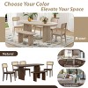 6-Piece Solid Wood Dining Set with Oval Trestle Table, 4 Rattan Chairs & 1 Bench, Available in Brown or Natural Finish-Cuddlewood - 3 of 4