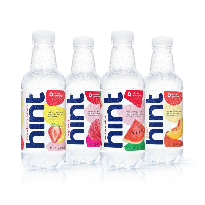 hint Red Variety Pack Flavored Water - Watermelon, Peach, Raspberry, and Strawberry Lemon - 12pk/16 fl oz Bottles, 3 of 11