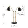 Possini Euro Design Sentry Modern Mid Century Desk Lamp 23" High Black Brass with USB Charging Port LED Adjustable Cone Shade for Bedroom Living Room - 4 of 4