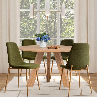 Oslo Modern Design Dining Chair Set Of 4 and 8, Linen Dining Chair with Oak Metal Legs, Indoor Furniture - Maison Boucle