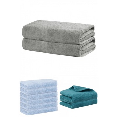 REGALWOVEN Absorbent Solid Bath Hand Face Cloths Cotton Towels 3 Piece Sets