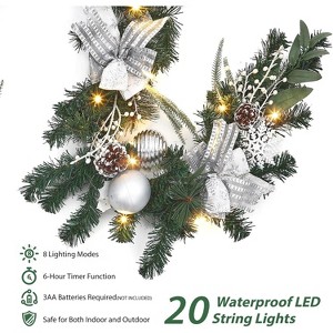 COZONY 6-Foot LED Christmas Wreath with Pine Cones and Bows, Battery Operated Artificial Holiday Garland for Indoor Outdoor Decor - 1 of 4