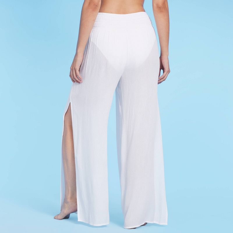 Women's Smocked Waist Side Slit Cover Up Pants - Kona Sol™, 4 of 11