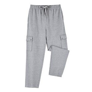 Collections Etc Men's French Terry Drawstring Waist Cargo Pants - 1 of 4