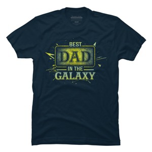 Men's Design By Humans Best Dad In Galaxy Badge By AmusingDesignCo T-Shirt - 1 of 2
