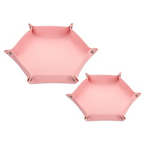 Unique Bargains Hexagon Shape Foldable Storage Leather Dice Tray 2 Pcs - 1 of 4