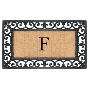 A1HC Natural Rubber & Coir 18x30, Monogrammed Doormat For Outdoor Entrance, Anti-Shed Treated Mat - 1 of 4