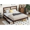 Platform Bed King Frame With Rattan Headboard, Platform Bed Storage With 2 Drawers, Wood Bed With Enhanced Support Salts And Feet-Cuddlewood - 2 of 4