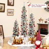 Tangkula Pre-lit Slim Flocked Christmas Trees Set of 3 Artificial Xmas Tree 3’ + 4’ + 5’ with 50 + 80 + 100 Warm White LED Lights 8 Lighting Modes - 4 of 4