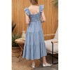 August Sky Women's Eyelet Ruched Tiered Midi Dress - 2 of 4